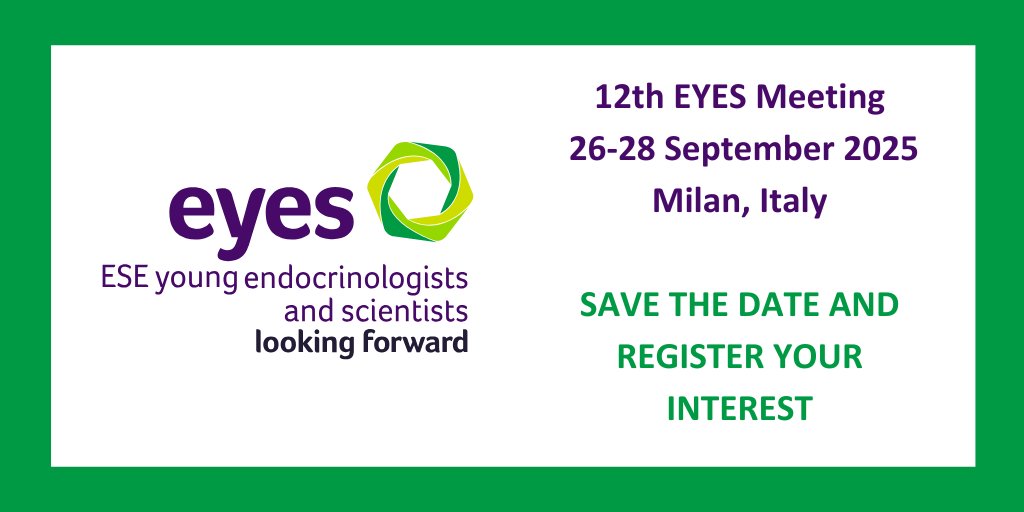 We hope to see our early career endocrine colleagues at the 12th ESE Young Endocrinologists and Scientists (EYES) Meeting in Milan, Italy.

SAVE THE DATE
📅 26-28 September 2025

👉Register your interest now! <a href="/EYEScientists/">EYES</a> #WeGrowTogether
 
ow.ly/1Y6F50Utykg