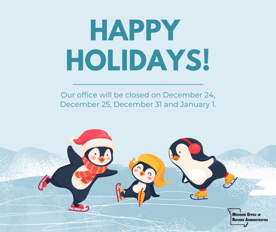 #HappyHolidays from MO-ORA! Each day that we have the opportunity to connect with service providers, resettlement staff and newcomers across Missouri is truly a gift.

May this holiday season bring joy, love and laughter to you and your families.