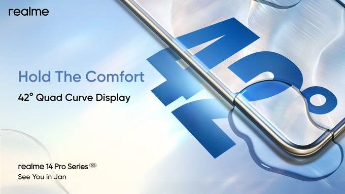 Ashok53847688's tweet photo. realme 14 Pro Series 5G is making it's way on January! #realme14ProSeries5G #realme14Pro #Holdthecomfort #EdgetoEdge https://t.co/84YqBXhTrZ