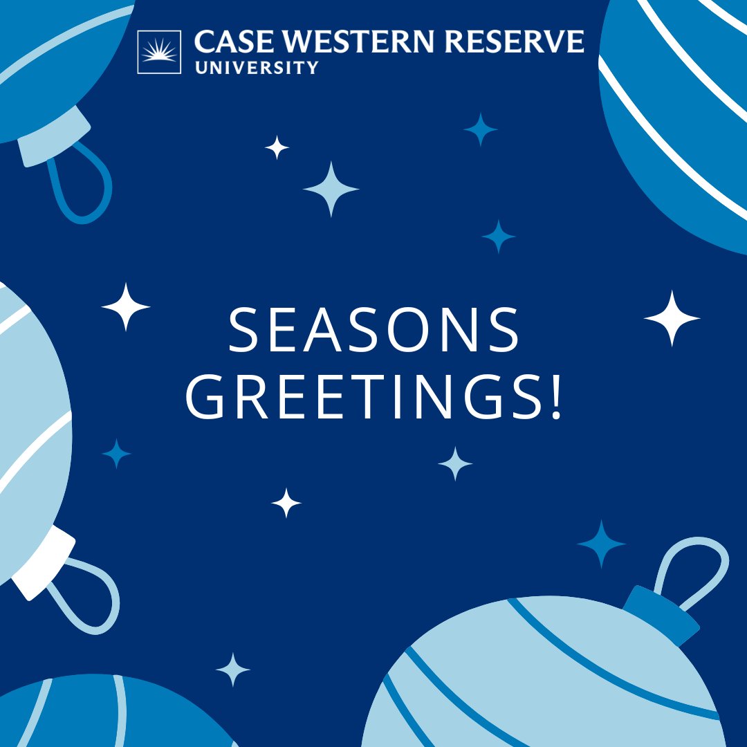 Seasons greetings from the @CWRU Office of Undergraduate Admission! Our office will be closed today, Dec. 23 though Wednesday, Jan. 1. We'll resume normal operations at 8:30 a.m. on Thursday, Jan. 2. We can't wait to see you all in the new year! 🎆✨