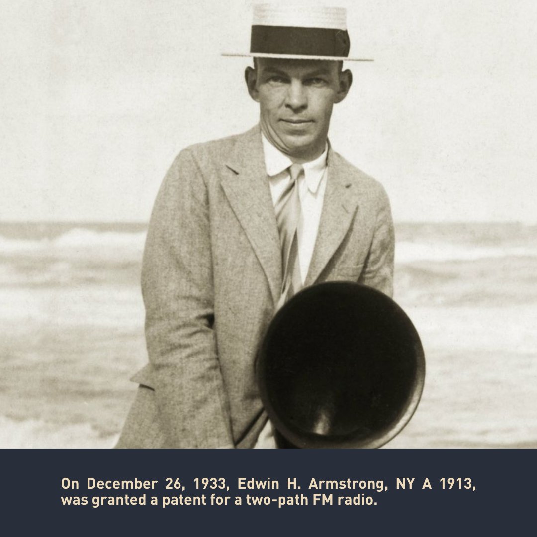 TauBetaPi's tweet image. Did you know that today in engineering history… a patent for the two-path FM radio was granted to Edwin H. Armstrong, NY A 1913, on December 26, 1933. The invention’s wide frequency range allowed for the first high-fidelity broadcasting..

Follow for more!