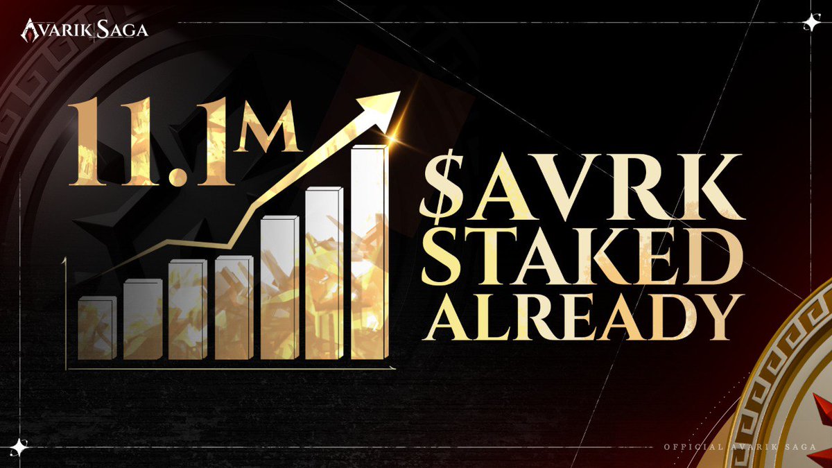 avariksaga's tweet image. 11M+ $AVRK staked and counting! ⚔️

A massive 11 million $AVRK tokens have already been staked. . . 

Don’t wait for another sign. This is it. 🪄

Stake now: avariksaga.com/blessings/avrk…
