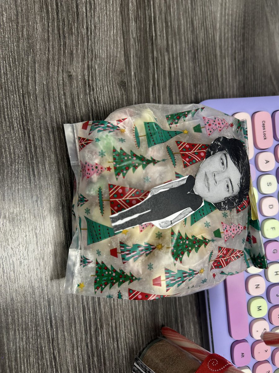 haley_b98's tweet photo. not my coworker putting harry on my christmas gift pls https://t.co/anS9arHWC3