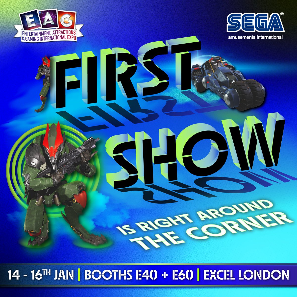 Kick off the new year with excitement by visiting SEGA Amusements International at EAG! Visit us at booths E60 &amp; E40 from January 14–16 at EAG, ExCeL London, for an electrifying showcase of our latest games. 🤩  #EAG2025 #EAG #Arcadegames #FEC