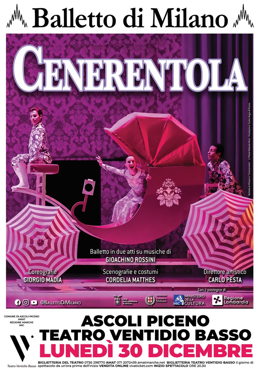 Lunedì 30 dicembre alle ore 20.30 va in scena la danza al teatro Ventidio Basso. Il Balletto di Milano presenta "Cenerentola" nell’esclusiva versione creata da Giorgio Madia sulle musiche di Gioachino Rossini.

facebook.com/ascolipiceno/p…