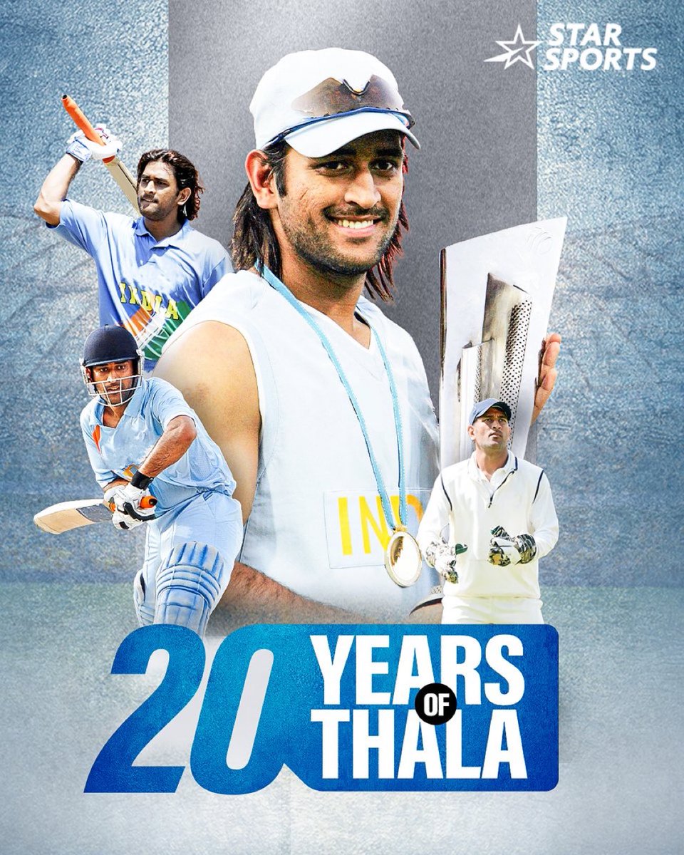 ArunXplores's tweet photo. ๐ #OnThisDay 2๏ธโฃ0๏ธโฃ years ago, Dhoni made his debut on the international stage!
Listing the Keywords that's associated to him , Add if I miss anything ๐
#MSDhoni
#7
#Thala
#Mahi
#MSD
#RanchiBoy
#CaptainCool
#Ziba
#HelicopterMan
#MrFinisher
#20YearsOfMSDhoni #20YearsOfThala https://t.co/DtQ0MZV91r