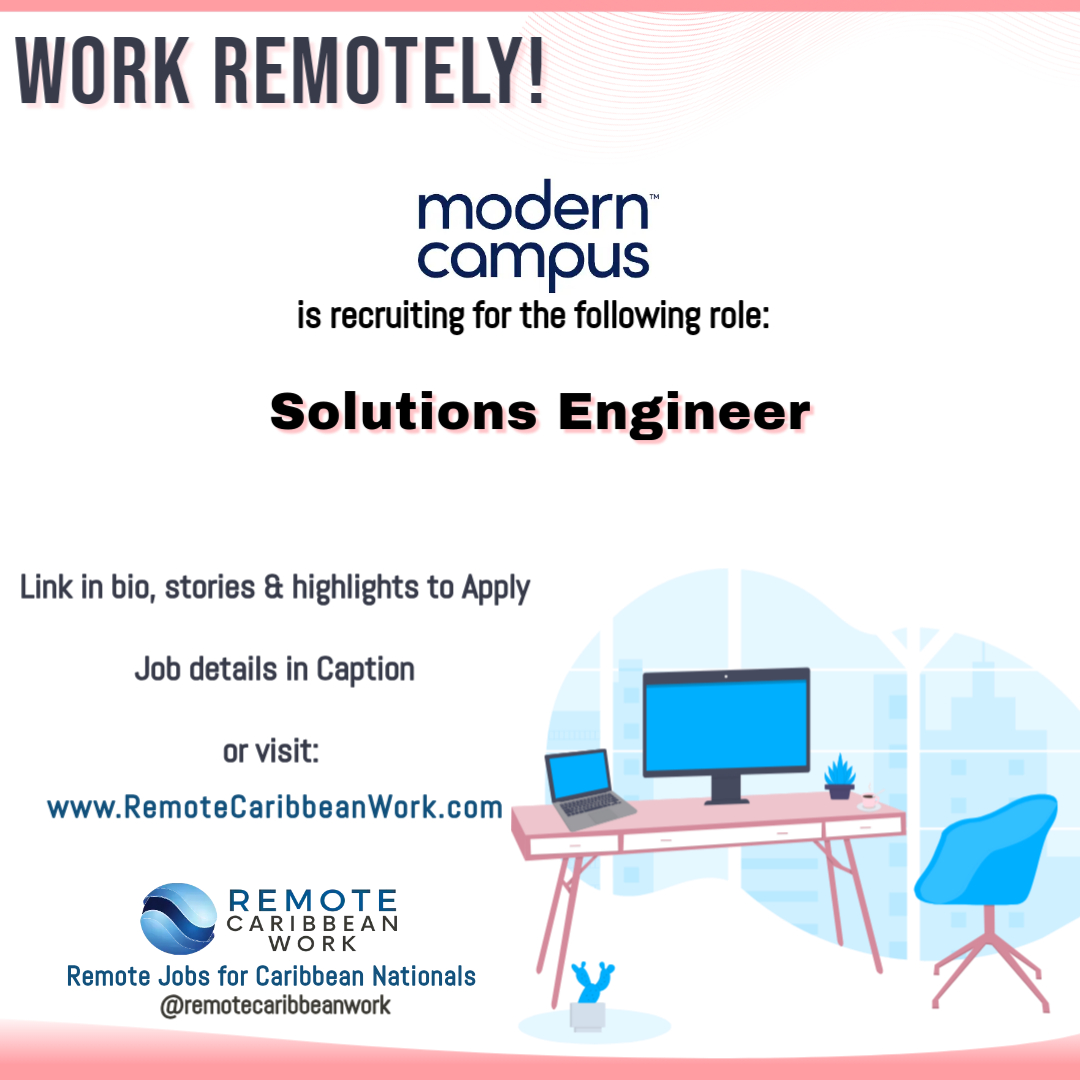 CaribbeanRemote's tweet photo. The Solutions Engineer is responsible for supporting the sale of its Connected Curriculum suite of solutions, Modern Campus Catalog
Learn more about this role and apply today https://t.co/c07kQpYsNN https://t.co/TB0mTp4SMr
