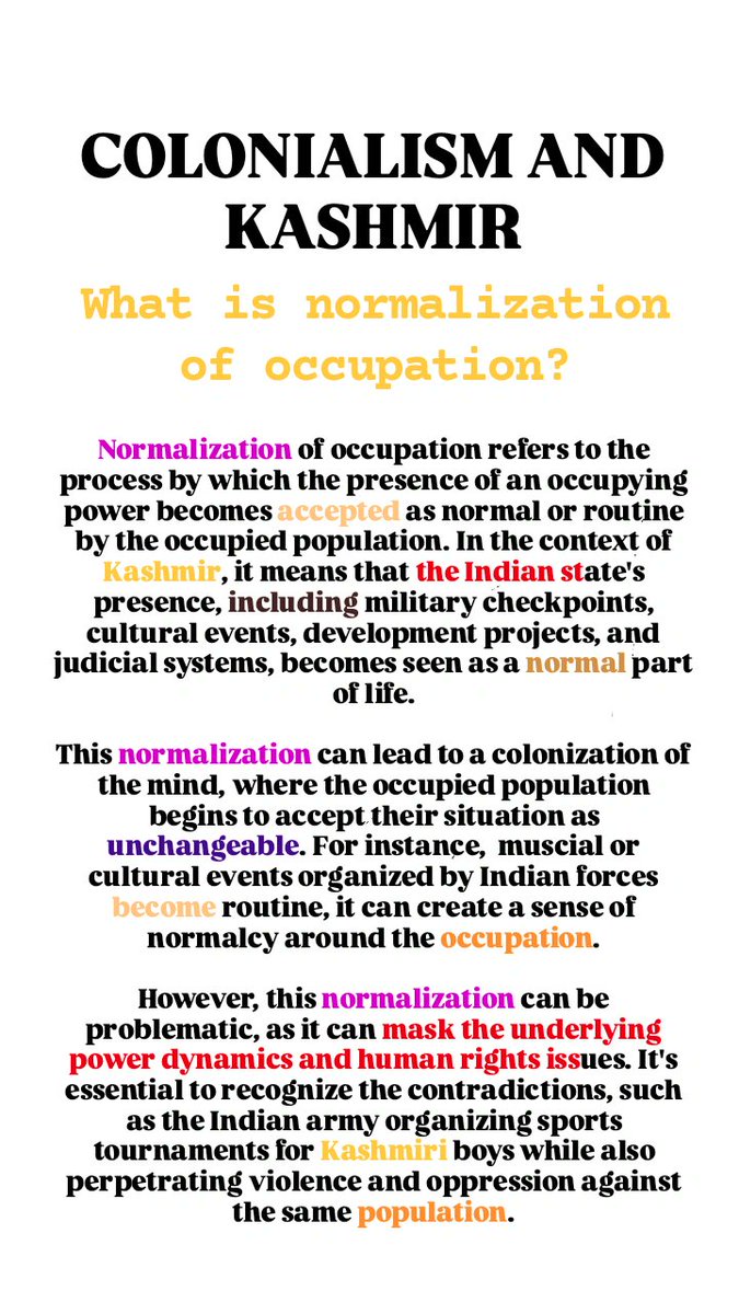 Rah_faramosh's tweet image. #colonialism and #Kashmir
i) what is #normalization of #occupation
ii)#culture, #psychological and #colonialism in #Kashmir
iii &iv ) #Colonial #violence and #Kashmir
#longlivekashmir