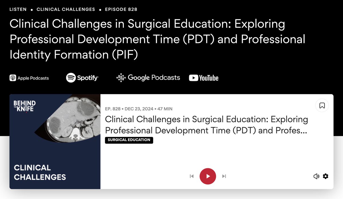BehindTheKnife (@behindtheknife) on Twitter photo 🚨 NEW EPISODE ALERT 🚨
Clinical Challenges in Surgical Education: Exploring Professional Development Time (PDT) and Professional Identity Formation (PIF)
Great work from <a href="/Joshua_Roshal/">Joshua Roshal, MD</a> <a href="/DHoaglandMD/">Darian Hoagland, MD</a> @dr_mayathehunt @surgedfellows <a href="/ariananaaseh/">Ariana Naaseh, MD, MPHS</a> <a href="/ColleenMcDMD/">Colleen McDermott</a> <a href="/DoctorSoySauce/">Cathy Luo (Xinyi), MD</a> 🚨 NEW EPISODE ALERT 🚨
Clinical Challenges in Surgical Education: Exploring Professional Development Time (PDT) and Professional Identity Formation (PIF)
Great work from <a href="/Joshua_Roshal/">Joshua Roshal, MD</a> <a href="/DHoaglandMD/">Darian Hoagland, MD</a> @dr_mayathehunt @surgedfellows <a href="/ariananaaseh/">Ariana Naaseh, MD, MPHS</a> <a href="/ColleenMcDMD/">Colleen McDermott</a> <a href="/DoctorSoySauce/">Cathy Luo (Xinyi), MD</a>