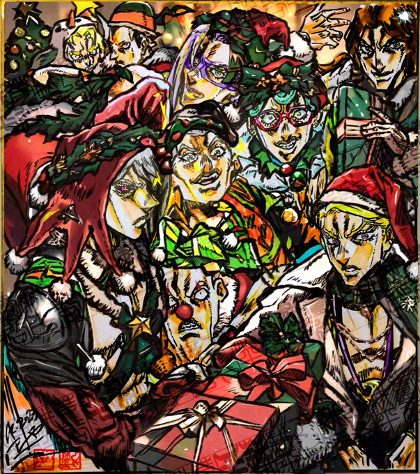 Merry Xmas#クリスマス #Xmas #MerryChristmas #暗殺者チーム #暗チ #jojo #ファントムブラッド #ダイヤモンドは砕けない #黄金の風 #jojo_anime #jjbafanart #Xmas  #JJBA #DailyPost 