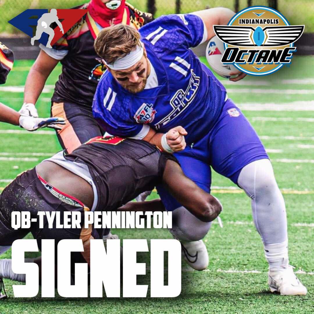 a7flindy's tweet photo. The Indianapolis #Octane have signed Queen City #Crush Quarterback Tyler Pennington 👀🔥‼️ Welcome to the Octane Fam TP🏎️🔥 https://t.co/AL5ujR5YwZ