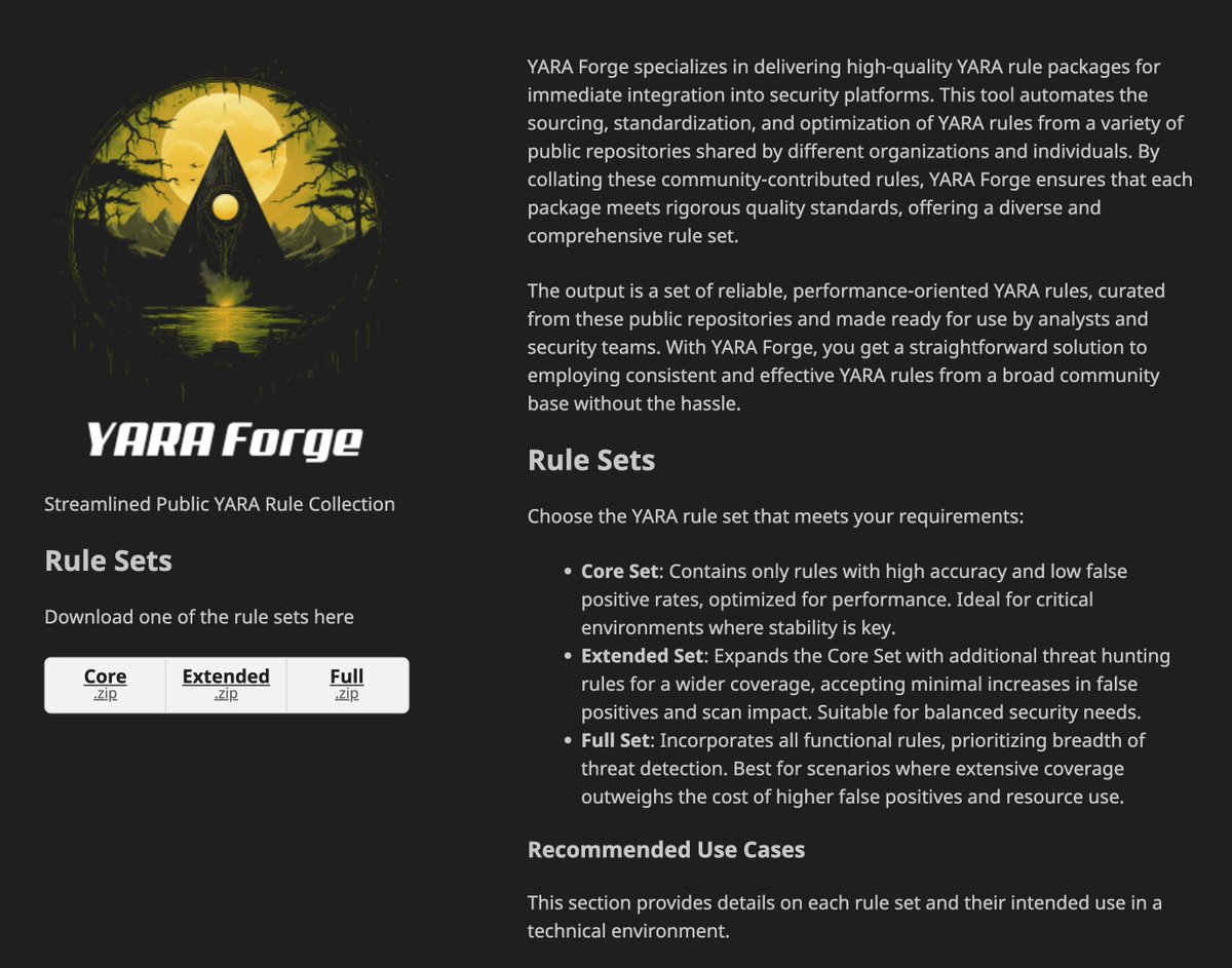 cyb3rops's tweet image. I have tested and added the #YARA rules by @sekoia_io to the YARA Forge project

YARA Forge automates the collection, standardization, and optimization of high-quality YARA rules from public repositories, providing security teams with reliable, ready-to-use rule packages…
