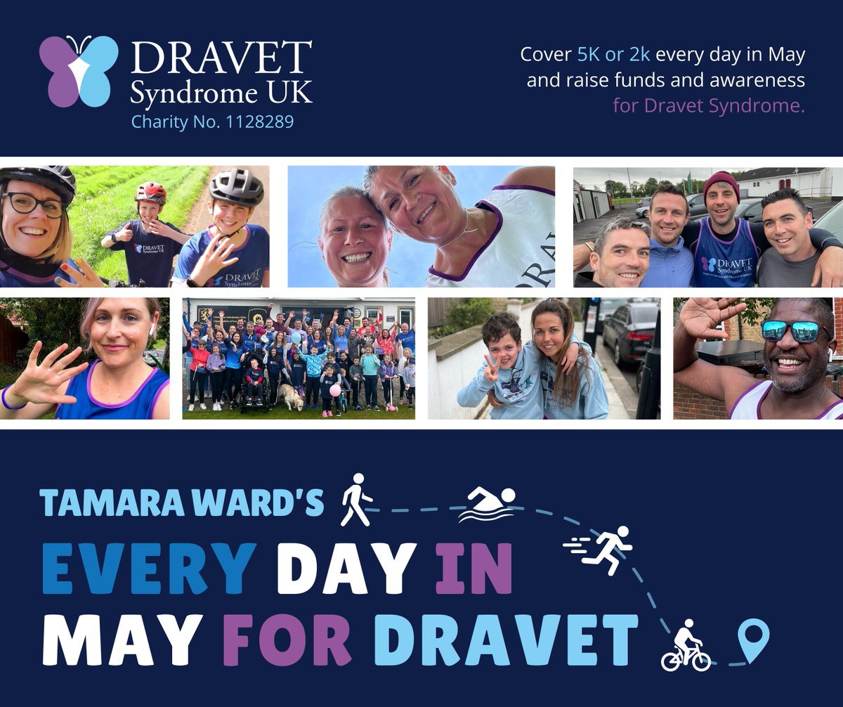 DravetUK's tweet photo. Register NOW for #EveryDayInMayForDravet 2025 as part of your New Year's resolutions! 🏃

We're challenging you to walk, run, swim or cycle 5km or 2km every day in May and raise vital funds and awareness for Dravet Syndrome. 

Find out more ➡️https://t.co/iCcvpFjVVh https://t.co/U7KMUlEurq