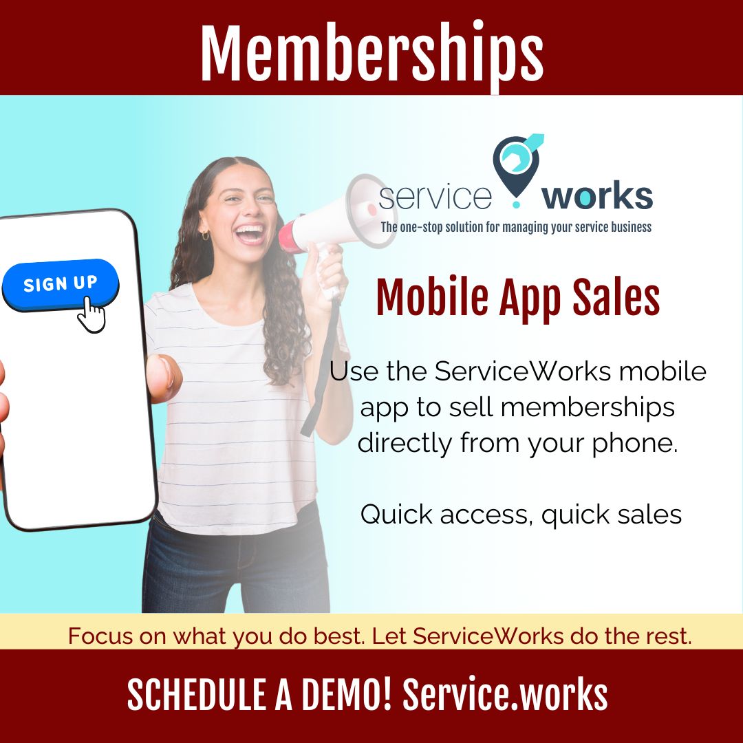 ServiceDotWorks's tweet image. 🌟 On the go? No problem! Use the ServiceWorks mobile app to sell memberships directly from your phone. Quick access, quick sales. Start transforming your repair business today! 📲 #ServiceWorks #MobileSales