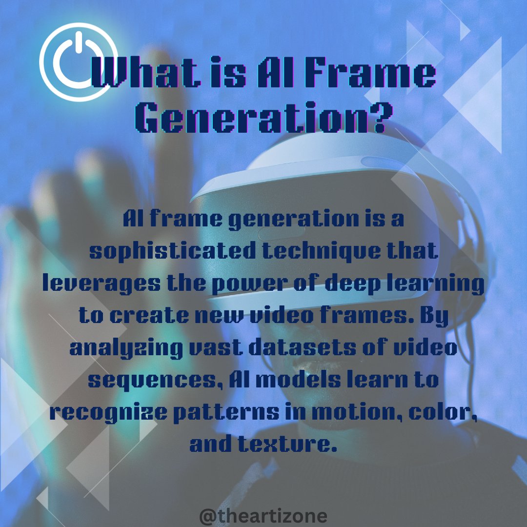 ARTIZONE4's tweet photo. It's like giving your games a turbo boost! 🎮 AI generates additional frames, making gameplay smoother and more immersive. Perfect for next-level gaming visuals.🎮
🌐 Visit our website: [https://t.co/9Lb0Pc5j3E]
#AI #GamingTech #FrameGeneration #Gamers https://t.co/syc1WMS9D7