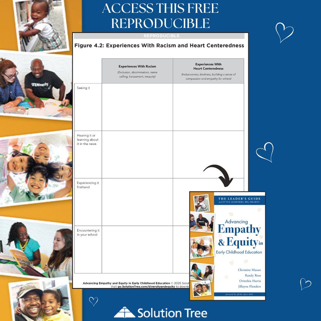 SolutionTree's tweet image. 🗣️ Get 🆓 web reproducibles from Advancing Empathy and Equity in Early Childhood Education!

Explore how school leaders can cultivate compassion and equity in their school communities. 🏫🤝

🔗 bit.ly/3ZrrnYX #EdEquity #EarlyEd #EdLeaders