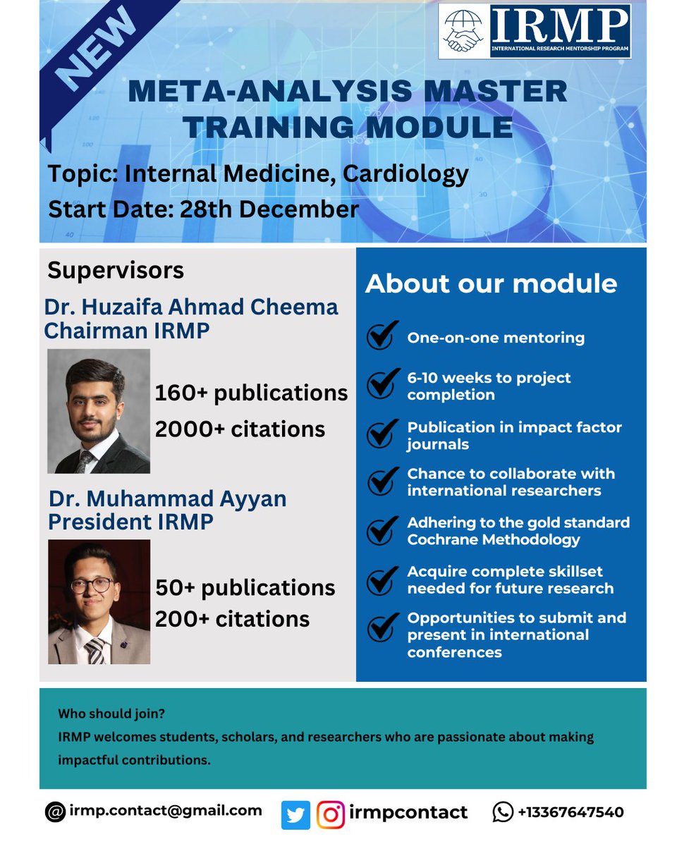 📢 NEW RESEARCH OPPORTUNITY 📢

🔴 We are pleased to announce our new Systematic Review and Meta-Analysis Module! We aim to train beginners under the supervision of highly qualified mentors!

If you are interested, comment below and follow us!

#medicine #mentoring #Match202