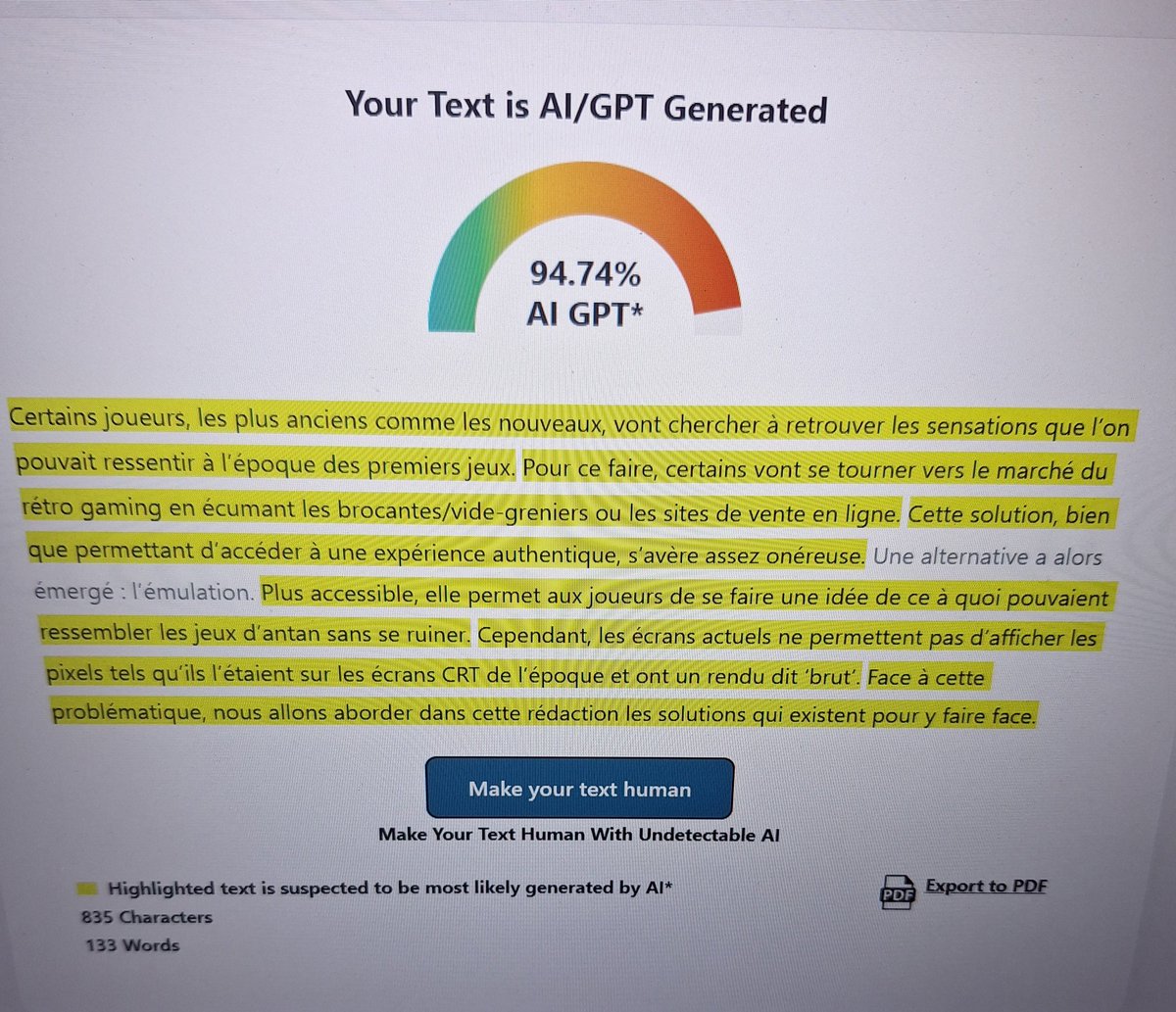 DuellisteEisen's tweet image. Les détecteurs d'IA c'est de la merde épisode 35776469657987853
(J'ai écris chaque lignes de ce paragraphe)