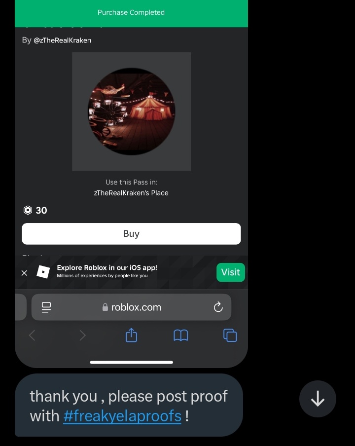 Tysm to <a href="/luvelay_/">ela ♡</a> ! Won a 30 rbx gw and got my prize♡ #freakyelaproofs