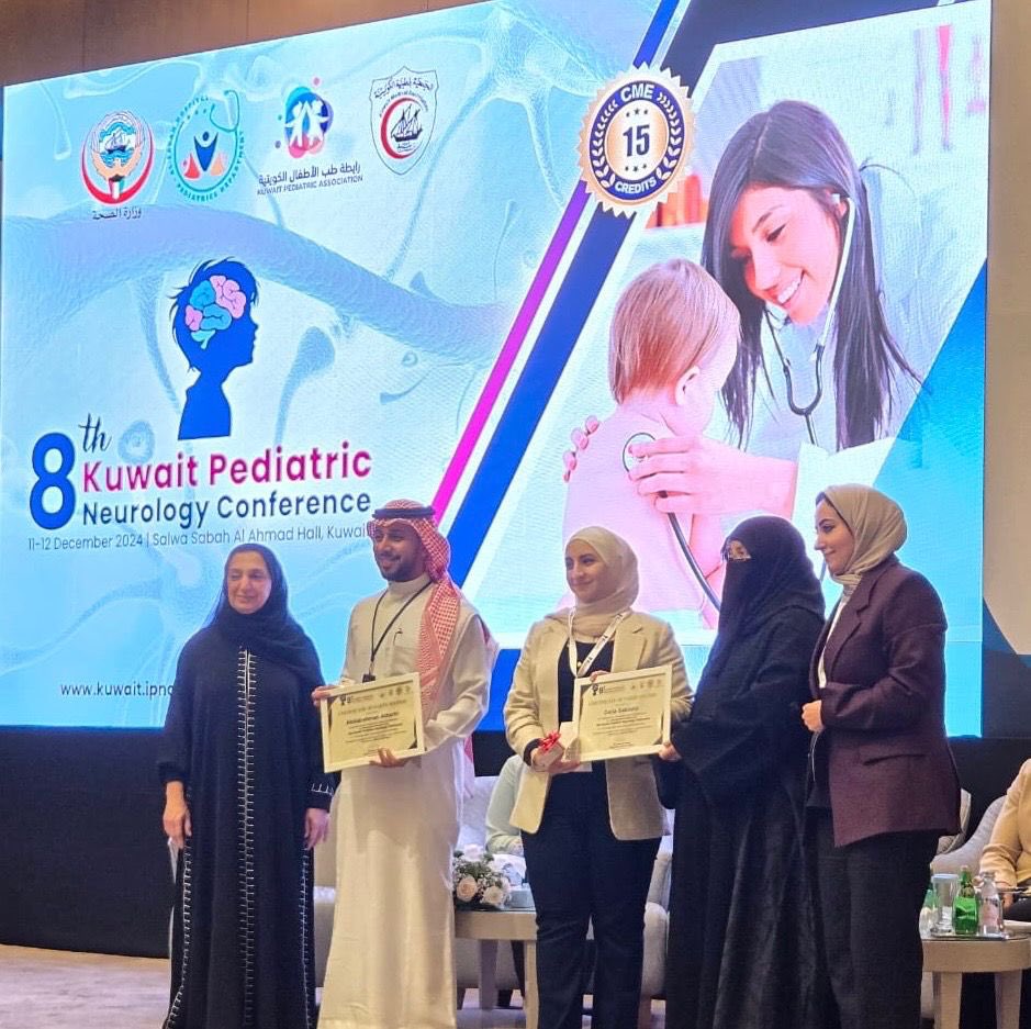 KsauhsR's tweet photo. ⭐️ COM-J medical intern Abdulrahman Alharbi has presented a research project titled “Addressing the Gap: Primary School Teachers' Knowledge and Attitudes Towards Absence Seizures and Children’s Health Promotion” during the 8th Kuwait Pediatric Neurology Conference held in Kuwait City. Thanks to the research team and Dr. Nahla Alsheikh for her supervision and guidance💐