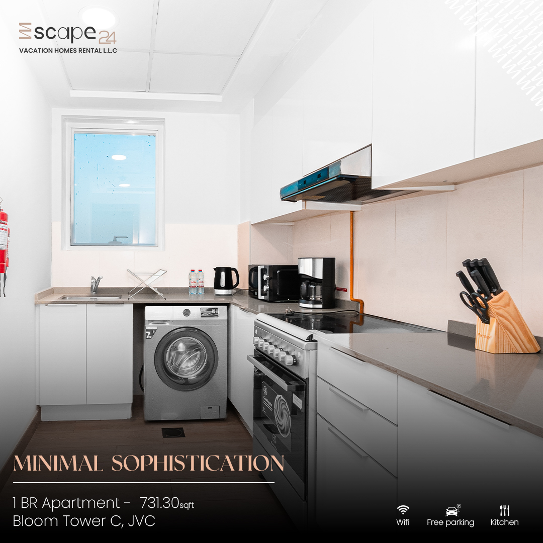 Escape24dubai's tweet photo. This sophisticated yet comfortable 1 bedroom in JVC is fully equipped to give you an unforgettable stay this holiday season. DM to book now.

#Escape24Dubai #HolidayHomesDubai #StaycationVibes #LuxuryLiving # https://t.co/99LwSU5D8W