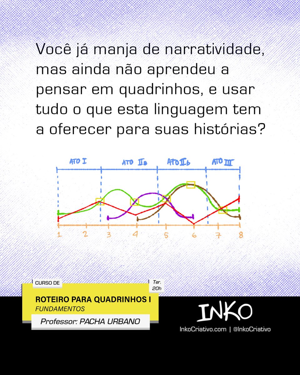 Se você é da Literatura, Jogos ou Audiovisual, sabe muito de narratividade mas não sabe como transmutar suas ideias para as HQs, venha fazer o curso de Roteiro para Quadrinhos na @inkocriativo que vou te ajudar a pensar nesta linguagem. 

inkocriativo.com/service-page/r…