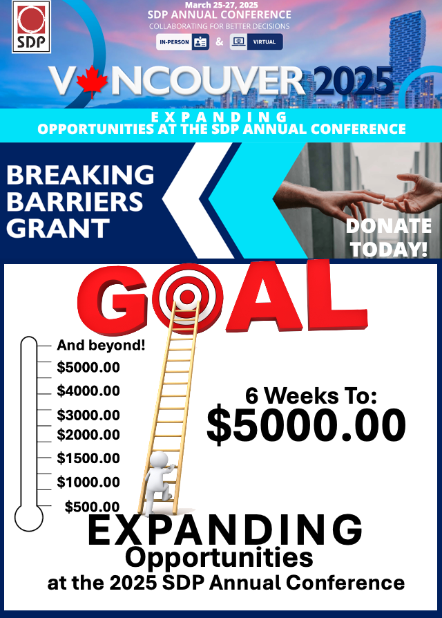 Announcing Breaking Barriers Grant for the 2025 SDP Annual Conference! 

OUR GOAL:
From Dec 20, 2024, to Jan 31, 2025, we’re raising $5,000 to make the conference accessible to those who need it most.
Are you up for the challenge?  
👉 Donate today: paypal.com/donate/?hosted…