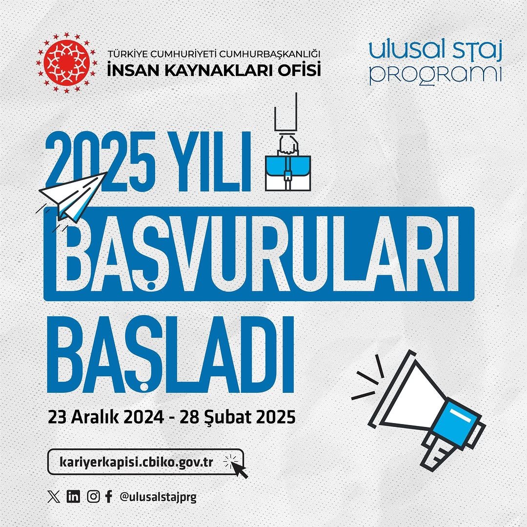 2025 yılı Ulusal Staj Programı başvuruları başladı! Tüm öğrencilerimize başarılar dileriz. 

🔗kariyerkapisi.gov.tr
<a href="/aksarayedutr/">Aksaray Üniversitesi</a> 
@einsan_tccbiko 
<a href="/kariyerkapisi/">Kariyer Kapısı</a>
