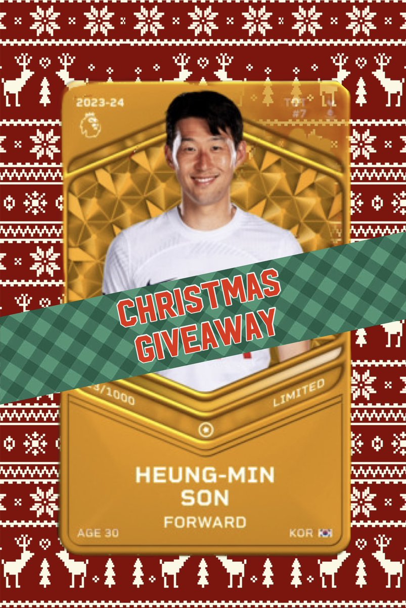 🎄 CHRISTMAS GIVEAWAY 🎄 

Swaps and AutoBuy in fiat and ETH available 🤝
Check my gallery -&gt; link in bio 👆

Do you want to try to win my Heung-Min Son? 🔥

Retweet and tag 2 friends!
Ends on 26th Dec