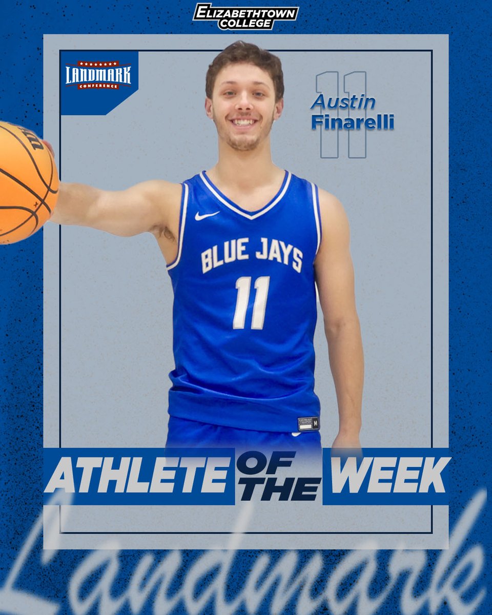 Etown Athletics (@etownbluejays) on Twitter photo MBB | <a href="/BlueJaysMBB/">E-town Basketball</a> standout, Austin Finarelli earns his second <a href="/LandmarkConf/">Landmark Conference</a> Athlete of the Week nod on the season! Finarelli was a major part in the OT win over Immaculata, totaling 36 points while grabbing 8 rebounds
AOTW: tinyurl.com/48fn32t5
#D3hoops #FlyWithUs MBB | <a href="/BlueJaysMBB/">E-town Basketball</a> standout, Austin Finarelli earns his second <a href="/LandmarkConf/">Landmark Conference</a> Athlete of the Week nod on the season! Finarelli was a major part in the OT win over Immaculata, totaling 36 points while grabbing 8 rebounds
AOTW: tinyurl.com/48fn32t5
#D3hoops #FlyWithUs
