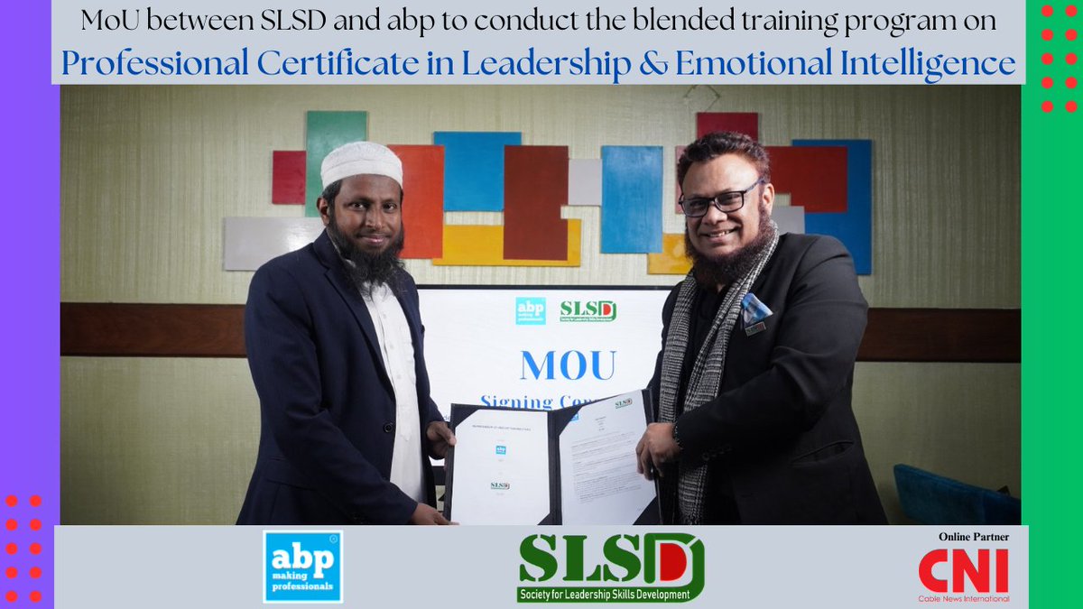 MentorMoin's tweet photo. Society for Leadership Skills Development (SLSD)  and Academy of Business Professionals (abp)  signed the MoU for the training program on "𝐏𝐫𝐨𝐟𝐞𝐬𝐬𝐢𝐨𝐧𝐚𝐥 𝐂𝐞𝐫𝐭𝐢𝐟𝐢𝐜𝐚𝐭𝐞 𝐢𝐧 𝐋𝐞𝐚𝐝𝐞𝐫𝐬𝐡𝐢𝐩 &amp; 𝐄𝐦𝐨𝐭𝐢𝐨𝐧𝐚𝐥 𝐈𝐧𝐭𝐞𝐥𝐥𝐢𝐠𝐞𝐧𝐜𝐞" from January 2025. https://t.co/4RbT1QiWym