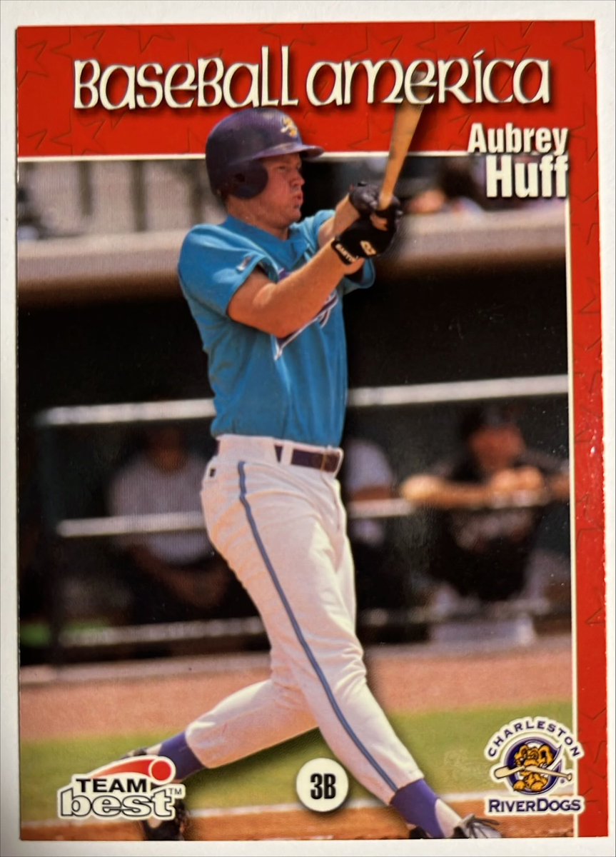 ShoeboxStadium's tweet image. Aubrey Huff in his prospect days.  People may forget that he lived up to his hype during several seasons including 2003 with Tampa Bay hitting 34 homers, 107 RBI with a .311 BA.  Surprisingly, with a few similar seasons, he was never an all-star. #TampaBayRays