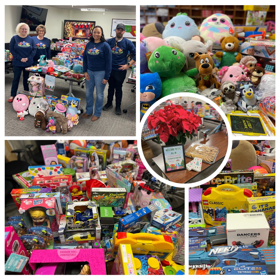 NCCorrection's tweet photo. Through the #NCDAC Holiday Helper Toy Drive, 2,100+ toys were donated to brighten the lives of kids in #WesternNC. #ThankYou to all who contributed to help kids impacted by Helene receive gifts this holiday season. #MakingADifference #TeamNCDAC https://t.co/QOduh05TGF