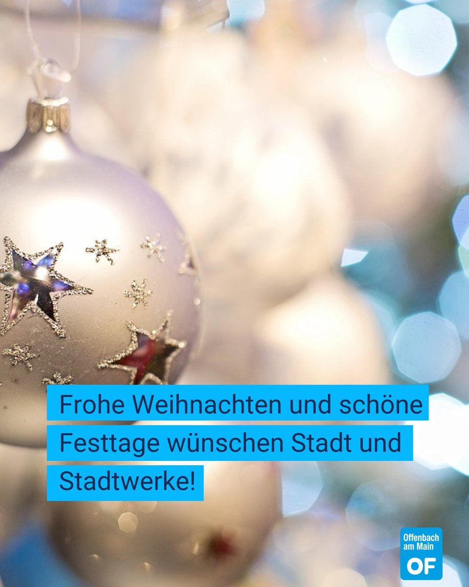 Die Stadt Offenbach und die Stadtwerke Offenbach wünschen eine besinnliche Weihnachtszeit! Genießt entspannte Tage mit Euren Liebsten.
Freizeittipps, Infos zu Busfahrplänen, Müllabfuhr &amp; Öffnungszeiten der Ämter findet ihr auf unserer Weihnachtsseite.
offenbach.de/weihnachten