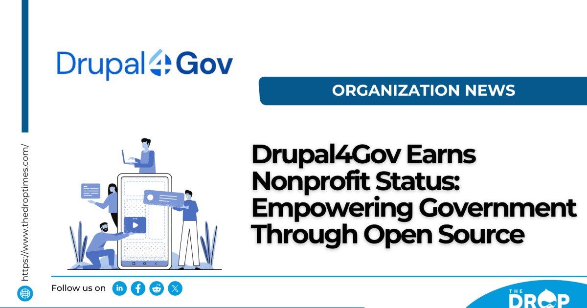 thedroptimes's tweet image. 🎉 Big news! Drupal4Gov @GovDrupal  is now a nonprofit!
Empowering government through open-source tech, they’re driving collaboration with events like #DrupalGovCon and providing resources for impactful digital transformation. 🚀
👉  bit.ly/4fsc8DK 
#Drupal #OpenSource