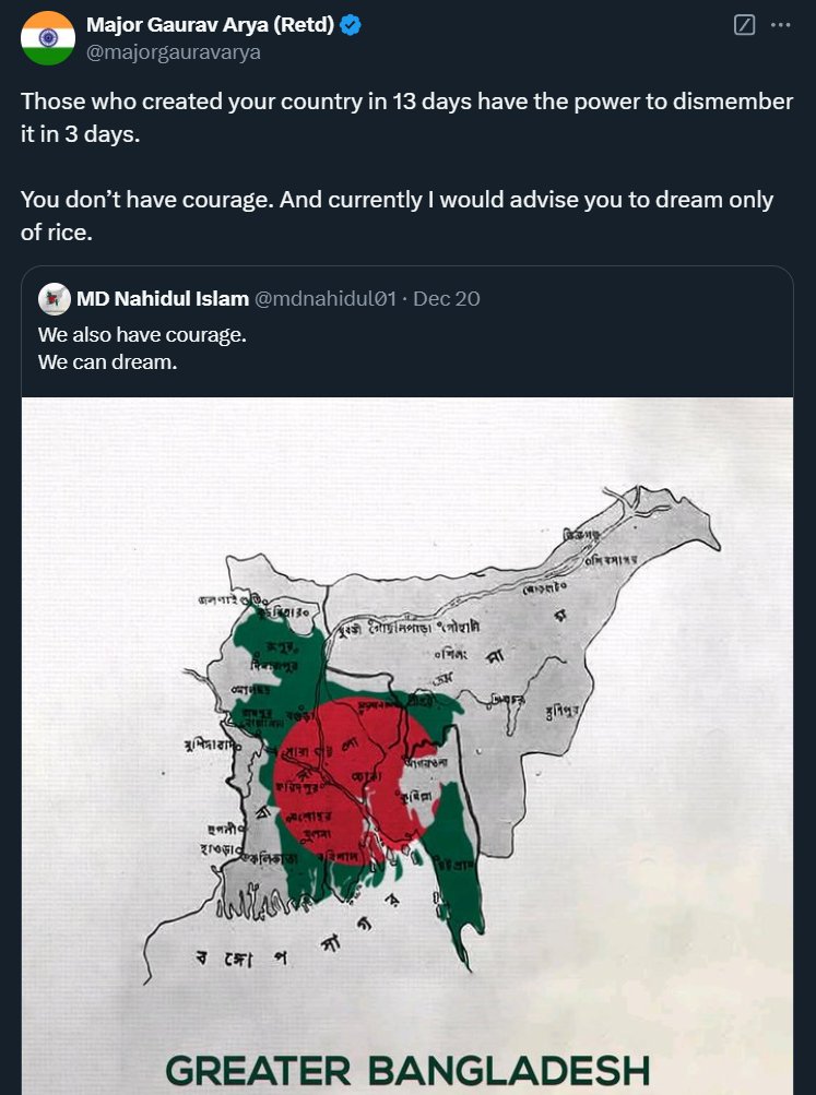 we are so afraid Major, please attack us 😂😂😂 
we will help you to make the cinema within three hours.

Remember it all started with the Akhand Bharat map on the Indian parliament.