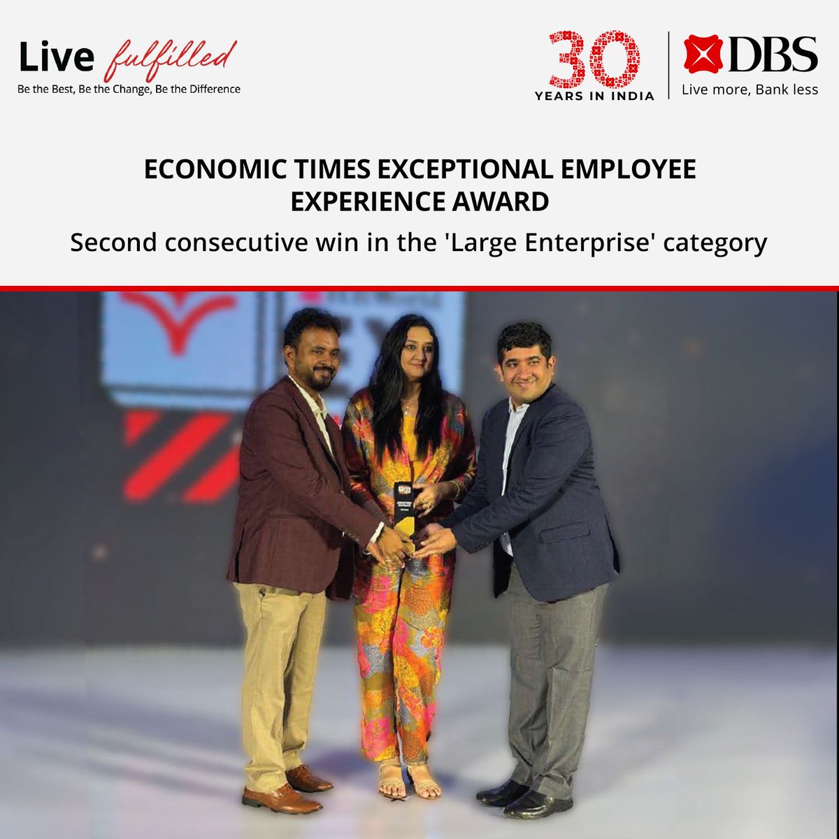 DBSBankIndia's tweet photo. 2024 has been a remarkable year for #DBSBankIndia, with our practices earning awards that reaffirm our commitment to create a workplace culture where employees can #LiveFulfilled.
Join us and be part of a workplace that empowers growth: https://t.co/EcwdkxKQ49
#DBSAwards https://t.co/pWiCJrmfP4