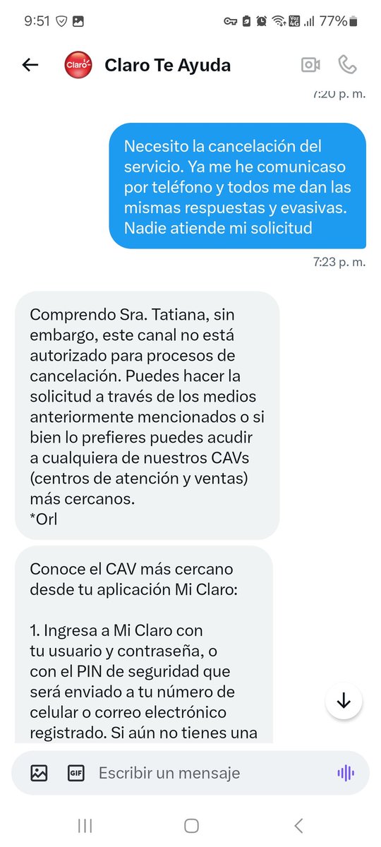 antaroto's tweet photo. @ClaroColombia @sicsuper @ClaroColombia @sicsuper @CRCCol señores por este medio tampoco atendieron mi solicitud de cancelación del servicio. Parece los contratos con @ClaroColombia son vitalicios. No hay como terminarlos. https://t.co/uL9qvDzL11