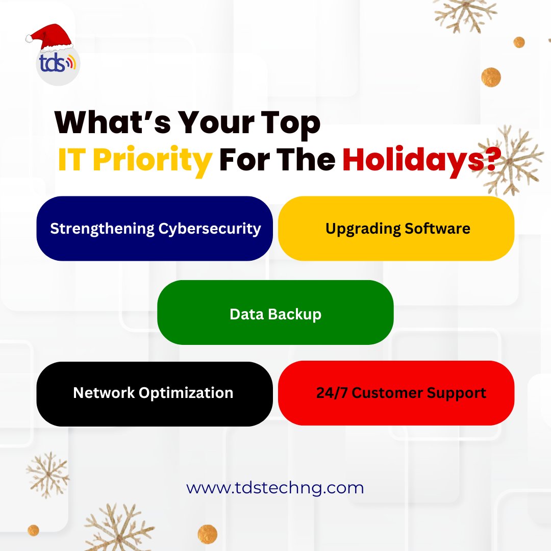 officialtdstech's tweet image. What matters most for your IT this season? Let us know!
#ITSolutions #Connectivity #TechnologySolutionsProvider