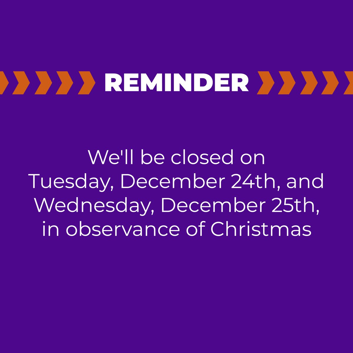 KearleyandCo's tweet photo. As a reminder, we’ll be closed on Tuesday, Dec. 24th, and Wednesday, Dec. 25th, in observance of the Christmas holiday. https://t.co/5XGi09LN7Q