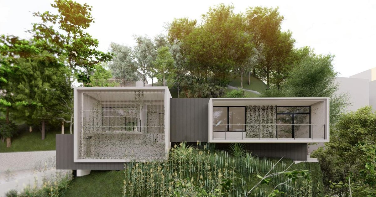 Alloi's tweet photo. Exploring Design Options | Hollywood Reservoir Home

1: A minimalist design focused on simple, clean lines

2: A bold, sculptural facade with deep overhangs

3: A warm, nature-inspired design https://t.co/X9no729aJf