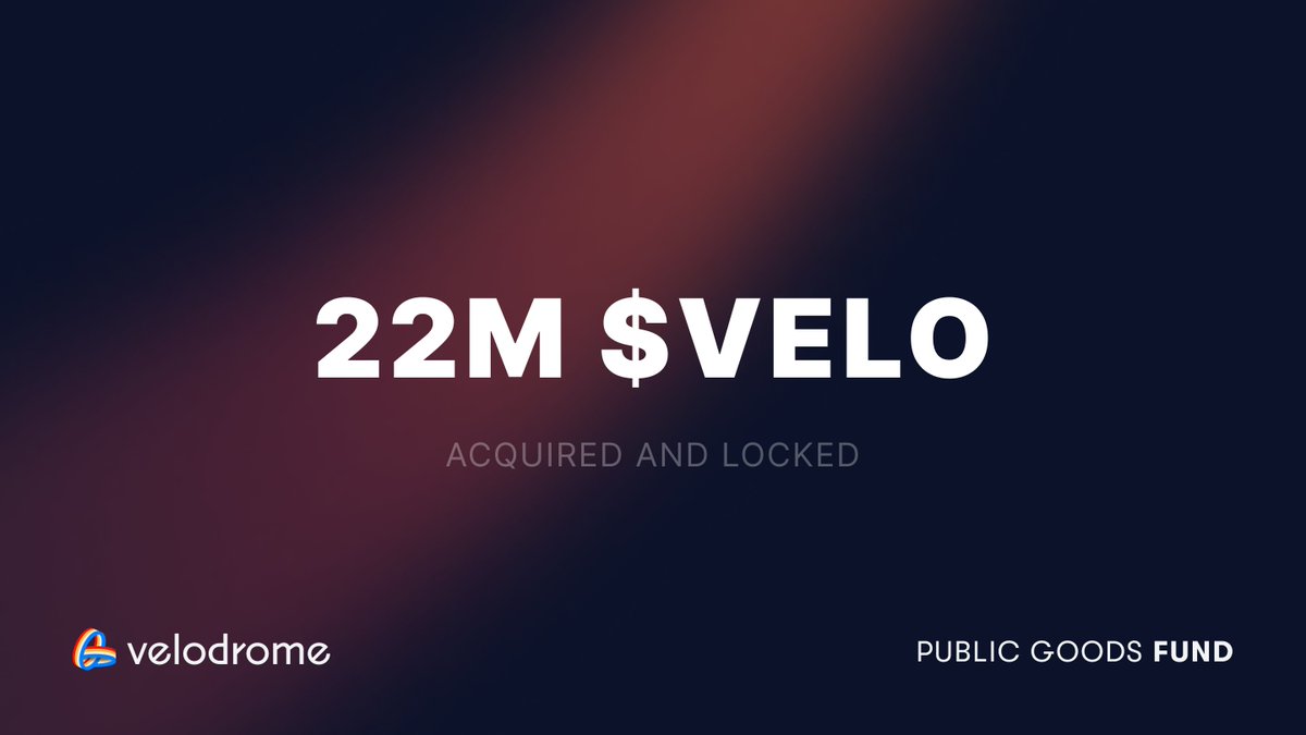 Reenforcing the Superchain with Public Goods 🚵

Velodrome has acquired and locked ~22M VELO from the open market to power its expansion across the <a href="/Optimism/">Optimism</a> Superchain.

This voting power will support the growth of new pools on chains like <a href="/inkonchain/">ink</a>, <a href="/soneium/">Soneium 💿</a>, + <a href="/modenetwork/">Mode 🟡</a>.