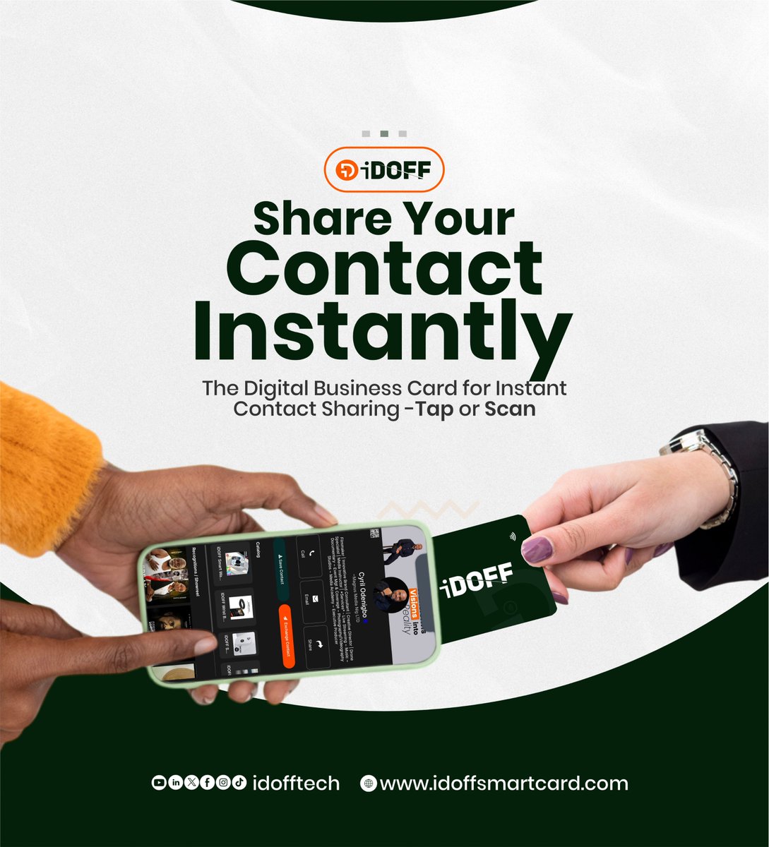 idofftech's tweet photo. SAY GOODBYE TO OUTDATED PAPER CARDS! 📷
With iDOFF, share your contact details instantly with a simple tap or scan. Elevate your networking today!
📷 Get yours now at https://t.co/sup2QYotSZ
#iDOFF #idofftech
#DigitalBusinessCard #SmartNetworking https://t.co/WGBjVvPAGw