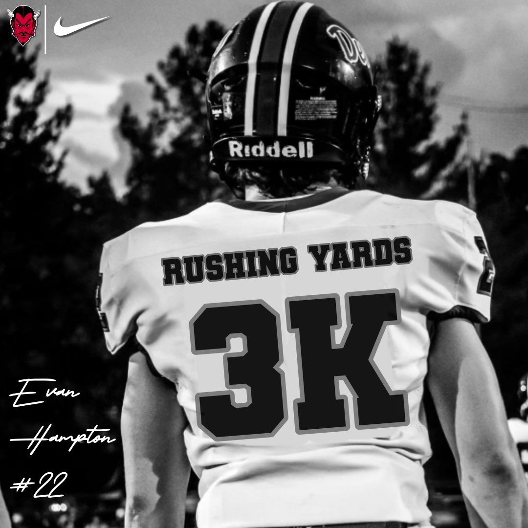 Congratulations Evan Hampton, this season Evan rushed for 1,609 yards and 20 Touchdowns this puts him at 3,284 Rushing Yards and 51 Rushing Touchdowns for his career.

He is now 2nd All-Time in Rushing Touchdowns and 5th All-Time in Rushing Yards. #WinTheDay