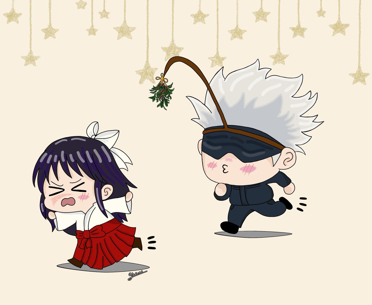 Yedazul's tweet photo. Naughty Gojo and the mistletoe ✨
#goutaholidayweek #gojohime #satohime #五歌 https://t.co/8DzBv9cuVP