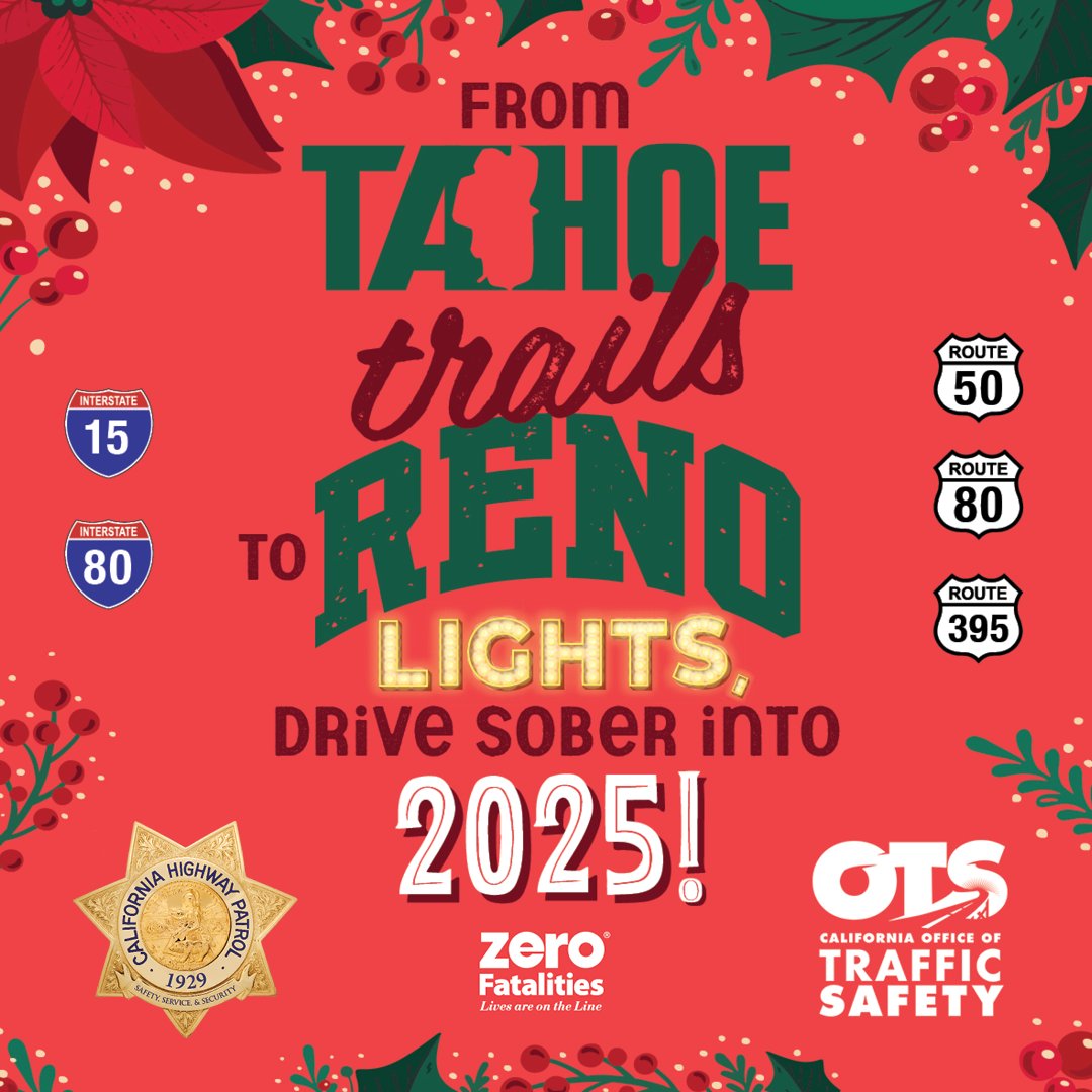 Wherever the road takes you, let's make it a safe journey into 2025. Choose safety every time you drive. 🚗 

#CaliforniaHighwayPatrol #ZeroFatalitiesCA #ZeroFatalitiesNV