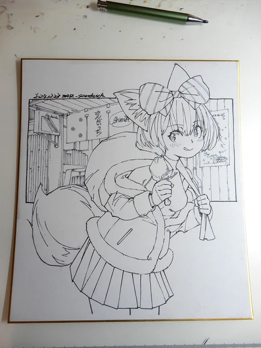 線画。珍しく一日で一枚描いた。 