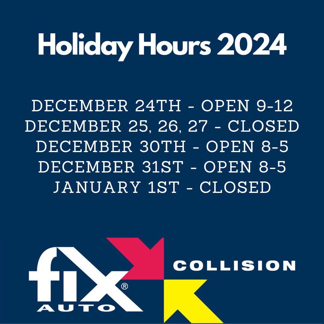 Our 2024 Holiday hours! 🎄

Wishing you and your loved ones a wonderful holiday season. 

#holidayseason #openhours