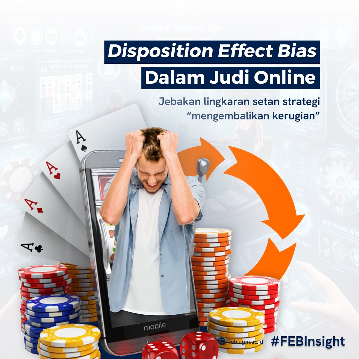 feb_ugm's tweet photo. Kenali Disposition Effect Bias dalam Judi Online! π°π
#SobatFEB, tahukah kamu? Disposition effect bias adalah kecenderungan cepat menjual sesuatu yang menguntungkan, tetapi menahan aset yang merugi, berharap kerugian berubah jadi keuntungan.
Dalam judi online, bias ini bikin pemain terus bertaruh untuk "balik modal," padahal malah berisiko rugi lebih besar. π
Hindari keputusan emosional dan pelajari risiko dengan bijak ya! π‘
#FEBUGM
#FEBInsight
#DispositionEffect