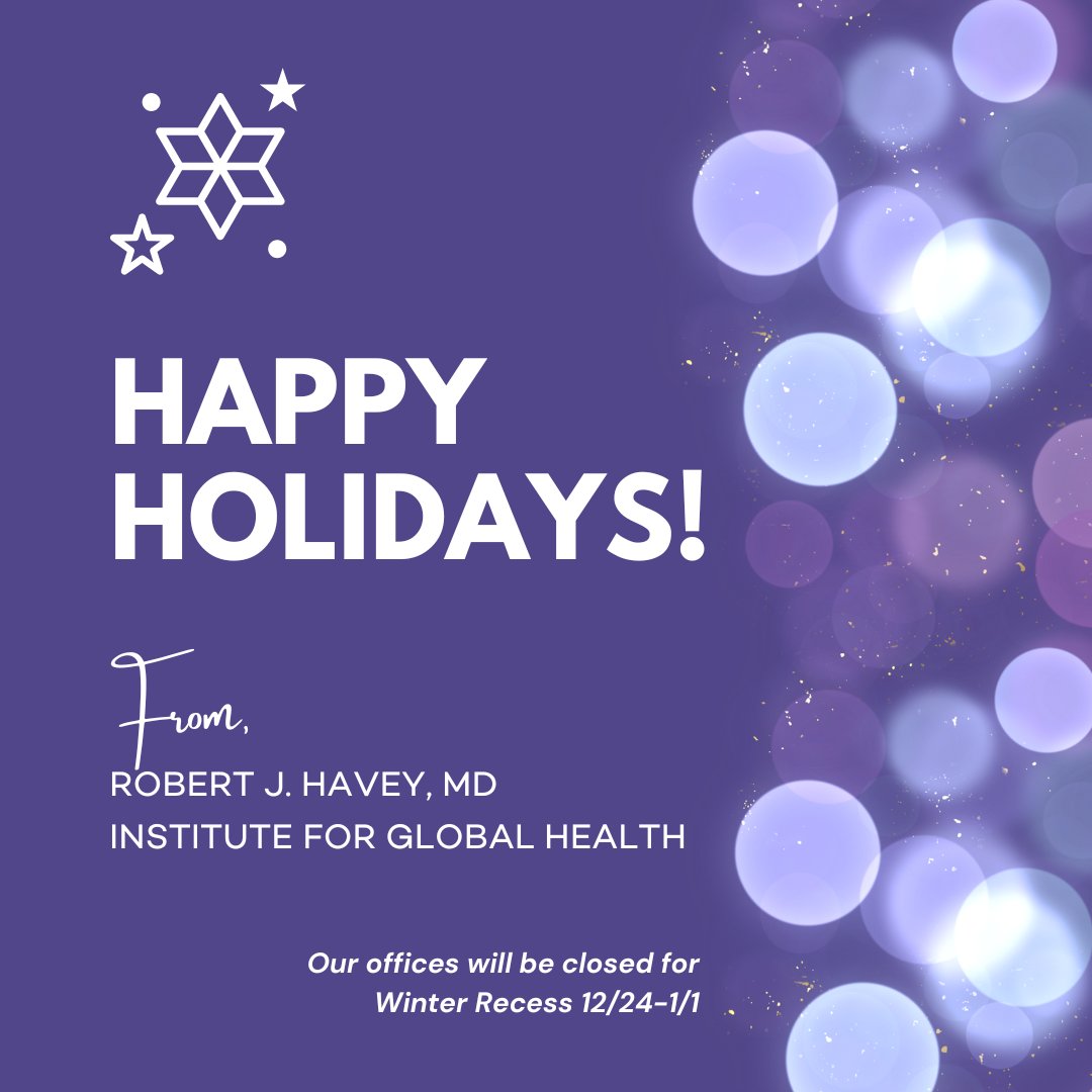 Havey Institute for Global Health (@fsmglobalhealth) on Twitter photo The <a href="/FSMGlobalHealth/">Havey Institute for Global Health</a> team wishes everyone a happy and restful holiday season!
@northwesternu’s offices will be closed for Winter Recess Dec 24th-Jan 1st.
See you in the new year!
Learn more about our team and the work we do: spr.ly/6014QhmLQ The <a href="/FSMGlobalHealth/">Havey Institute for Global Health</a> team wishes everyone a happy and restful holiday season!
@northwesternu’s offices will be closed for Winter Recess Dec 24th-Jan 1st.
See you in the new year!
Learn more about our team and the work we do: spr.ly/6014QhmLQ